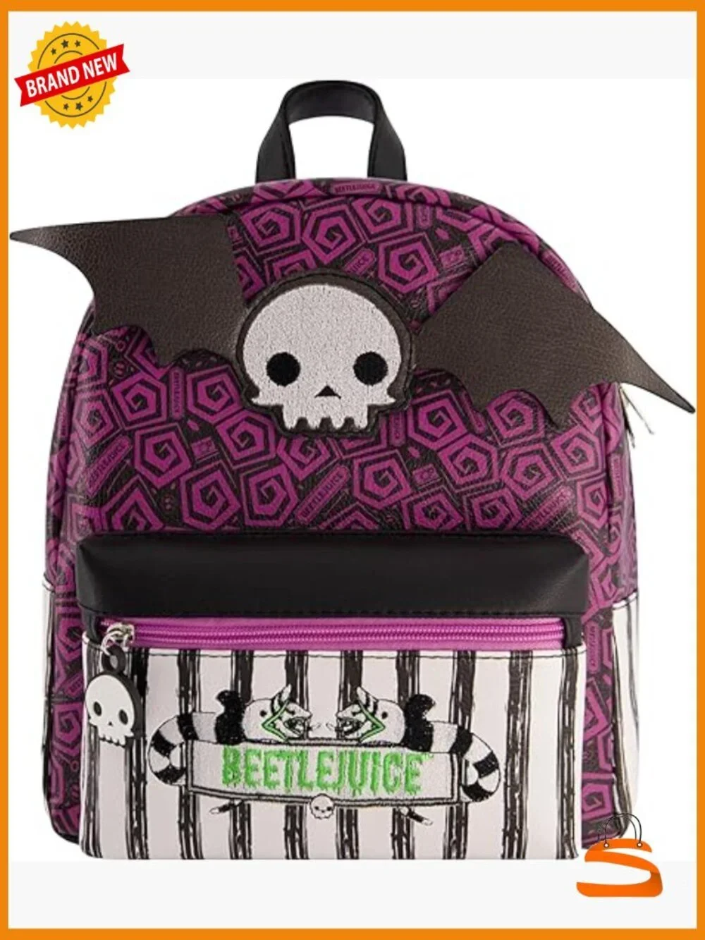 Beetlejuice Mini Backpack Small Travel Bag Purse Adjustable Straps